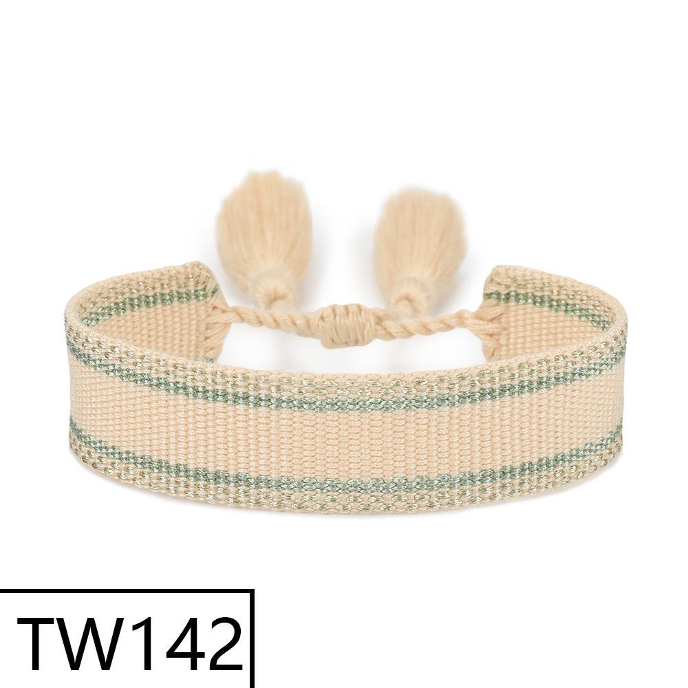 Handmade Bohemian Embroidered Logo Tassel Bracelet - Ethnic Style Friendship Band