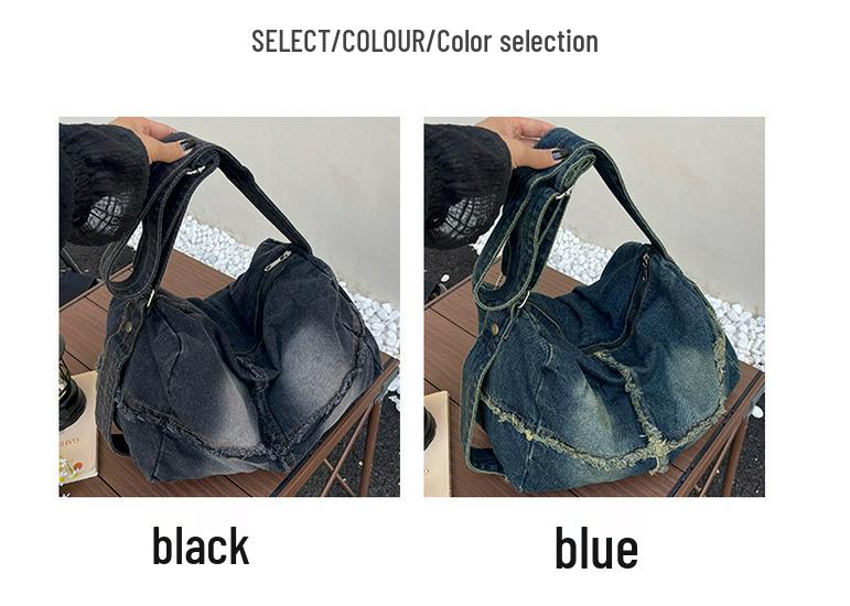Retro Distressed Denim Crossbody Bag - New 2026 Large Capacity, Simple Casual Shoulder Bag for Women