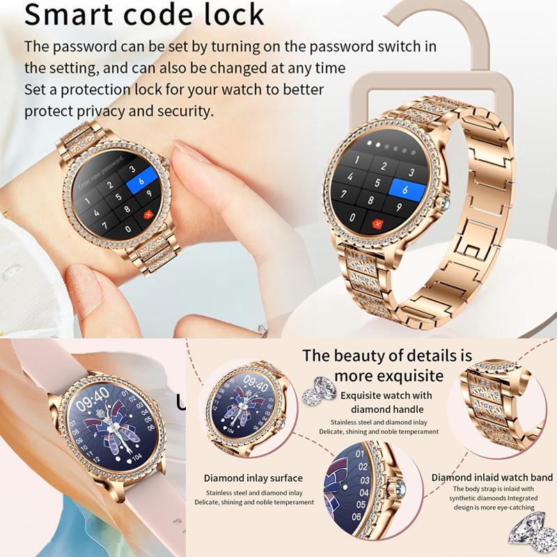 SACOSDING New Fashion Women Smart Watch AMOLED HD Screen 1.32 inch Sports Fitness Tracker Ladies Bluetooth Call SmartWatch For Xiaomi