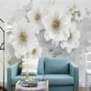 Mural White Vintage 3d Jewels Flowers Wallpaper Living Room Sofa Tv Background Wall Murals
