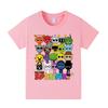 Popular Rhythm Box/Sprunki Cartoon Print Girls' Short Sleeve T-shirt