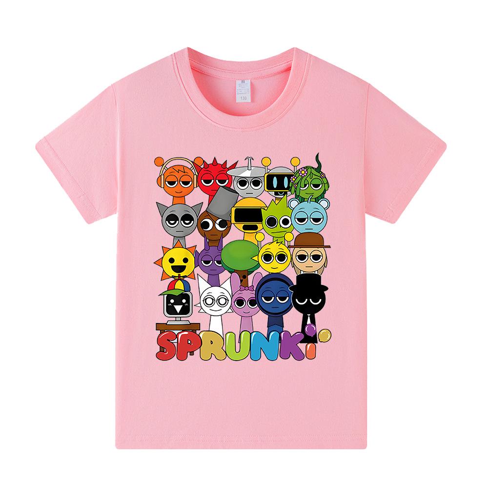 Popular Rhythm Box/Sprunki Cartoon Print Girls' Short Sleeve T-shirt