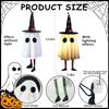 Set of 3 Halloween Hanging Ghosts, Halloween Decorations Outdoor with Witch Hat Lights Halloween Ghost Decor for Yard Patio Garden Tree Outside