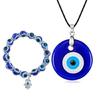 Blue Eye Bead Stretch Bracelet Turkish Lucky Necklace Suitable for Ladies Men