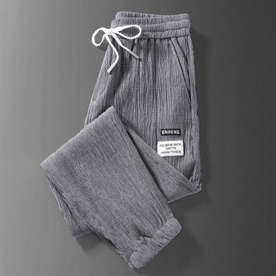 Pantalones de Chándal de Algodón para Hombre Otoño Sueltos Acanalados Pies Fruncidos Pantalones Casuales Juveniles Versátiles Pantalones Deportivos Pantalones de Hombre