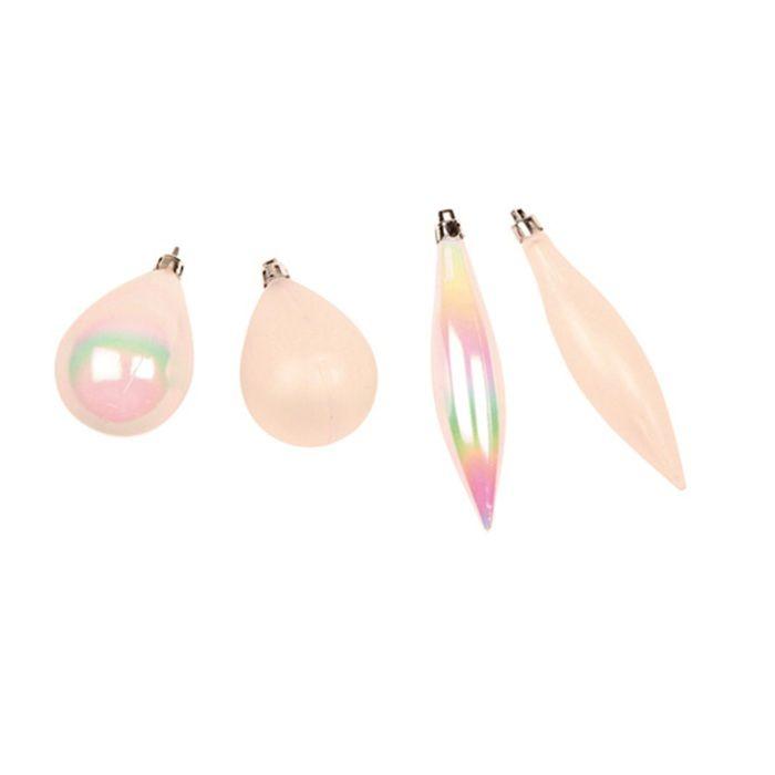 4 boules de sapin de noel olive et glacon blanc