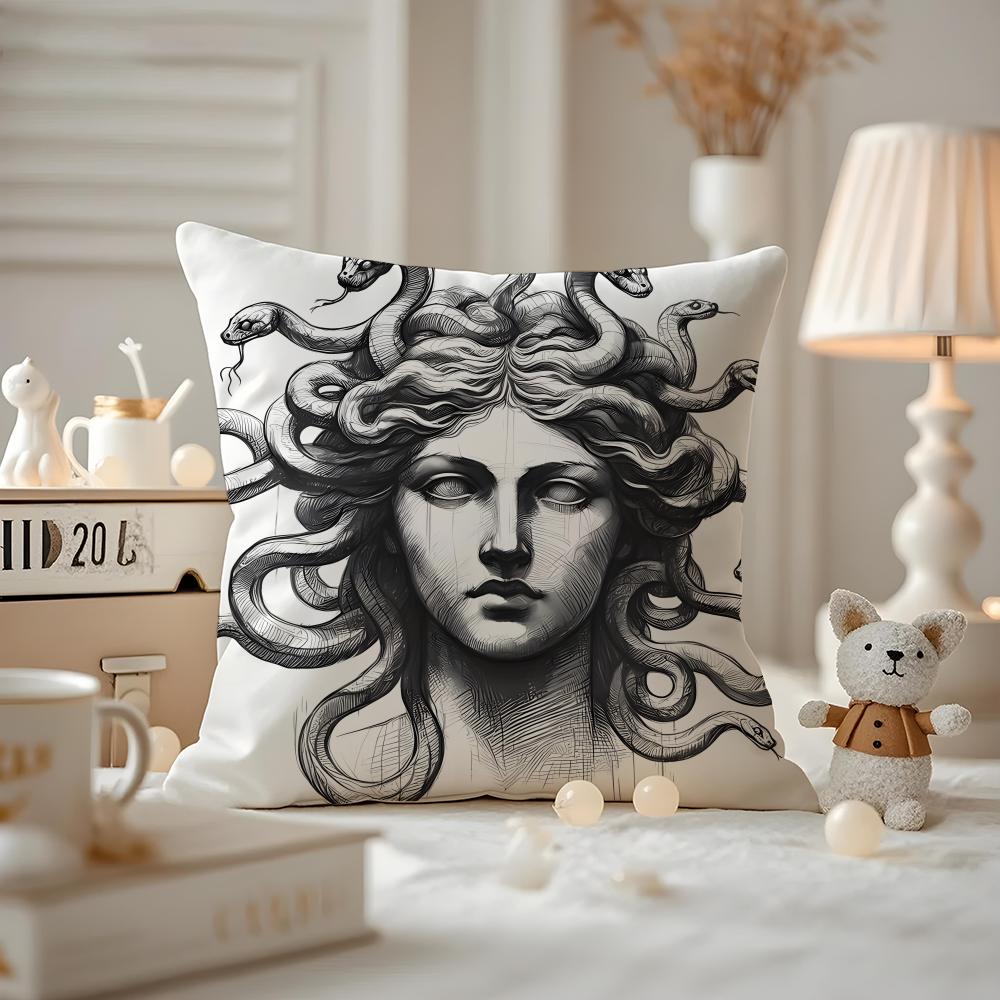 Funny FriendsCartoon Illustrations Cushion Cover Anti-dustmite Pillowcase Invisible Zipper Silky Short Plush Sofa Cushion Cover