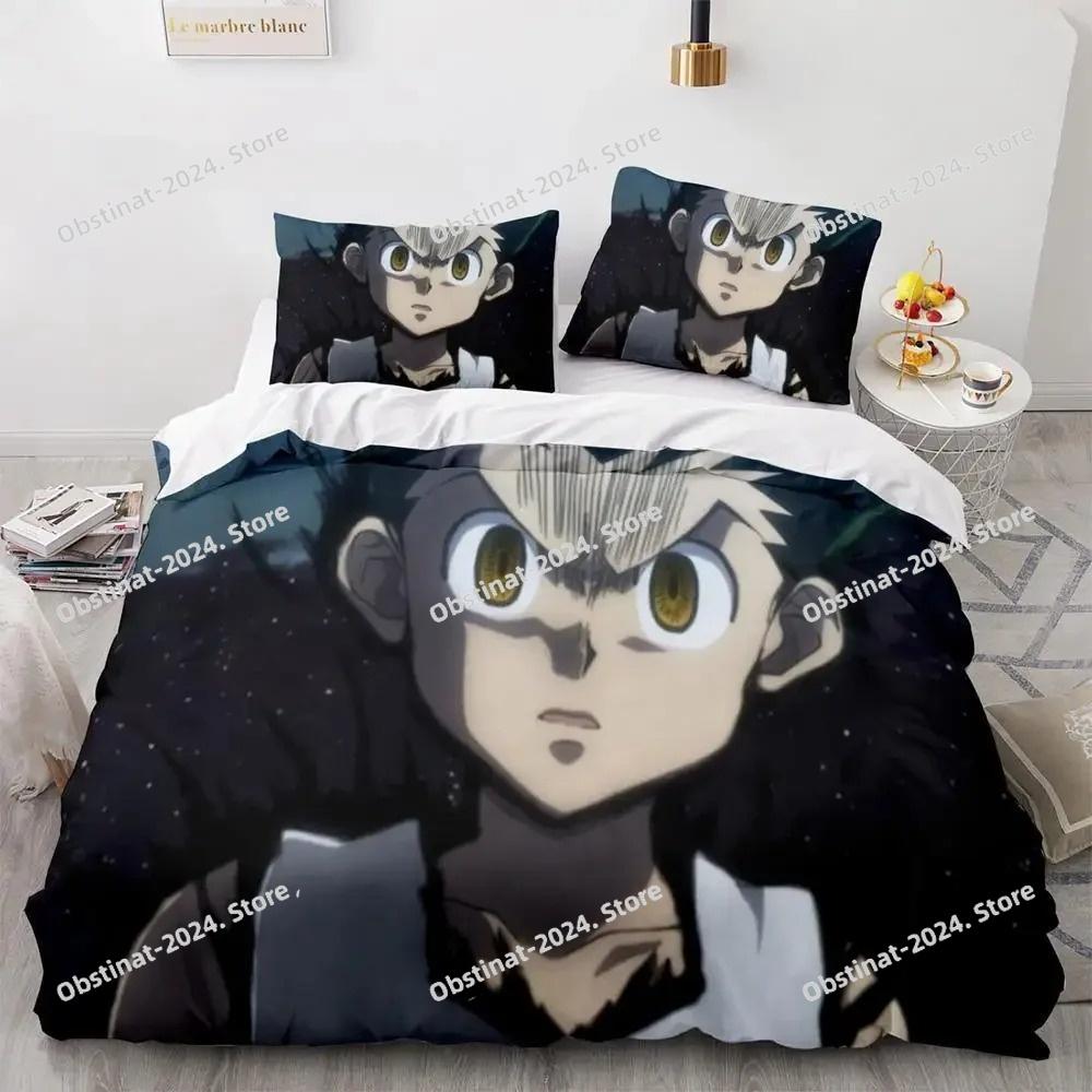 HUNTER×HUNTER Постельный комплект Односпальный Полуторный Двуспальный Кингсайз Комплект для кровати Взрослый Детский Спальня Комплекты пододеяльников Комплект постельной мебели спальня