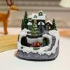Christmas Igloo Ornaments Church Figurines with Rotating Train LED Lights Music Box Figurines Decorative Holiday Decor Festive Gift
