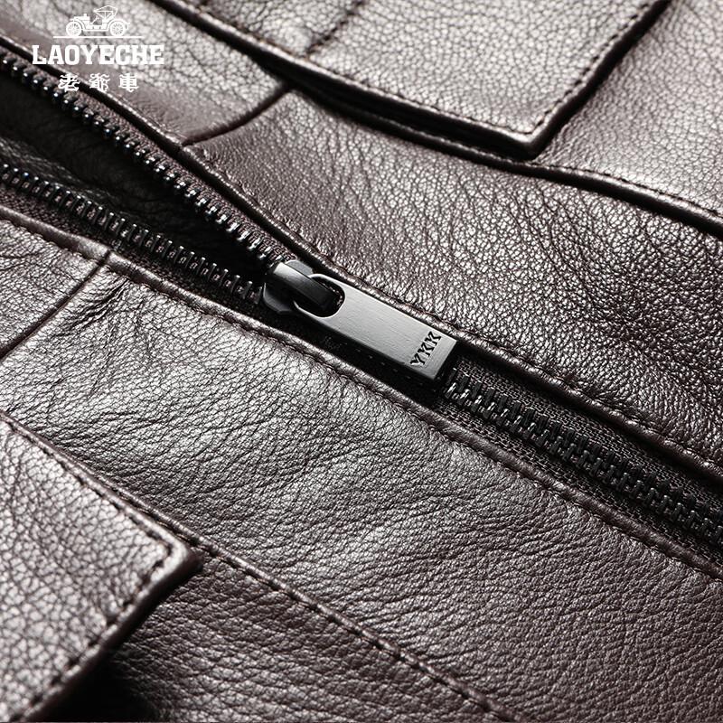 Laoyeche Men's Goat Leather Fox Fur Collar Down Liner Jacket