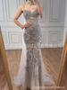 Naked crystal nails, elegant celebrity temperament, luxury art exam solo host, fishtail evening dress LA11111