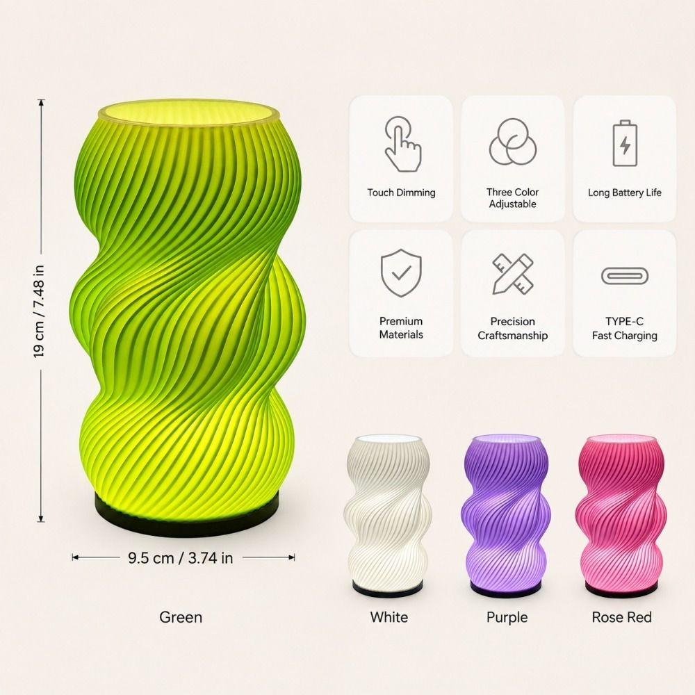 3D Printing LED Desk Lamp Minimalist USB Powered Vase Table Lamp Adjustable Color Temperature Multi-Color Night Light