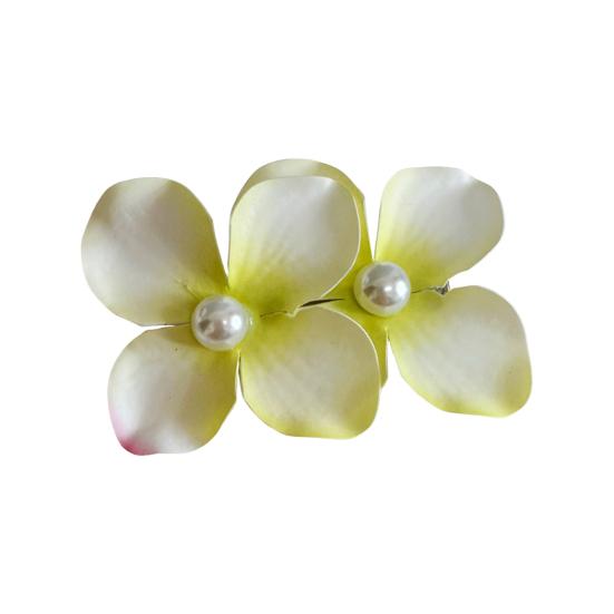 2 Stück Sommer-Haarnadel Farbverlauf Hortensie Doppelblüten-Design Imitation Perlenverzierung Haarspange Pony Seitenhaar Sommer-Haarschmuck