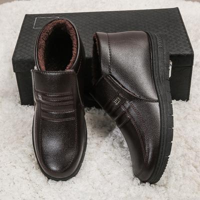 Sapatos de algodão sapatos de algodão masculinos inverno quente empilhados engrossados sapatos de inverno casuais sapatos de algodão masculinos vestido de negócios cano alto sapatos de couro de algodão