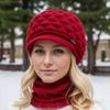 Dámský podzimní/zimní pletený baret s ochranou uší pro střední a starší věk