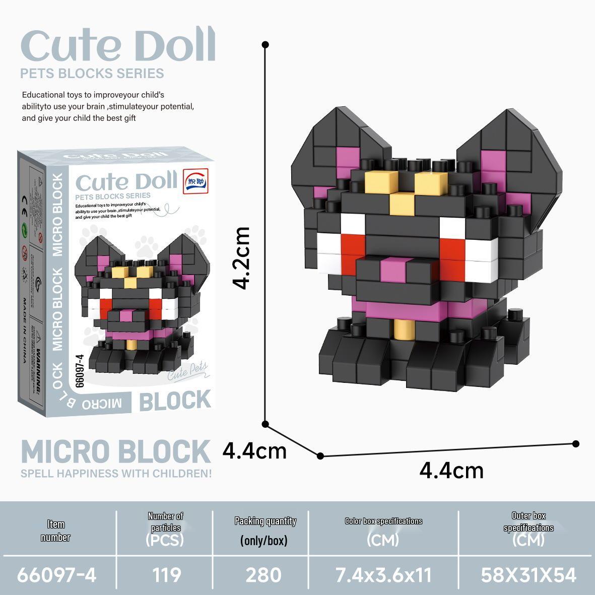 Influencer Style Pet Series Cartoon Figure Assembly Blocks: Educational Toy & Birthday Gift