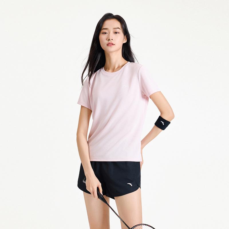 Anta Training Series Pullover Round Neck Solid Color Short Sleeve Sports Comfortable Casual Shorts Set Women Sets 962527205-5