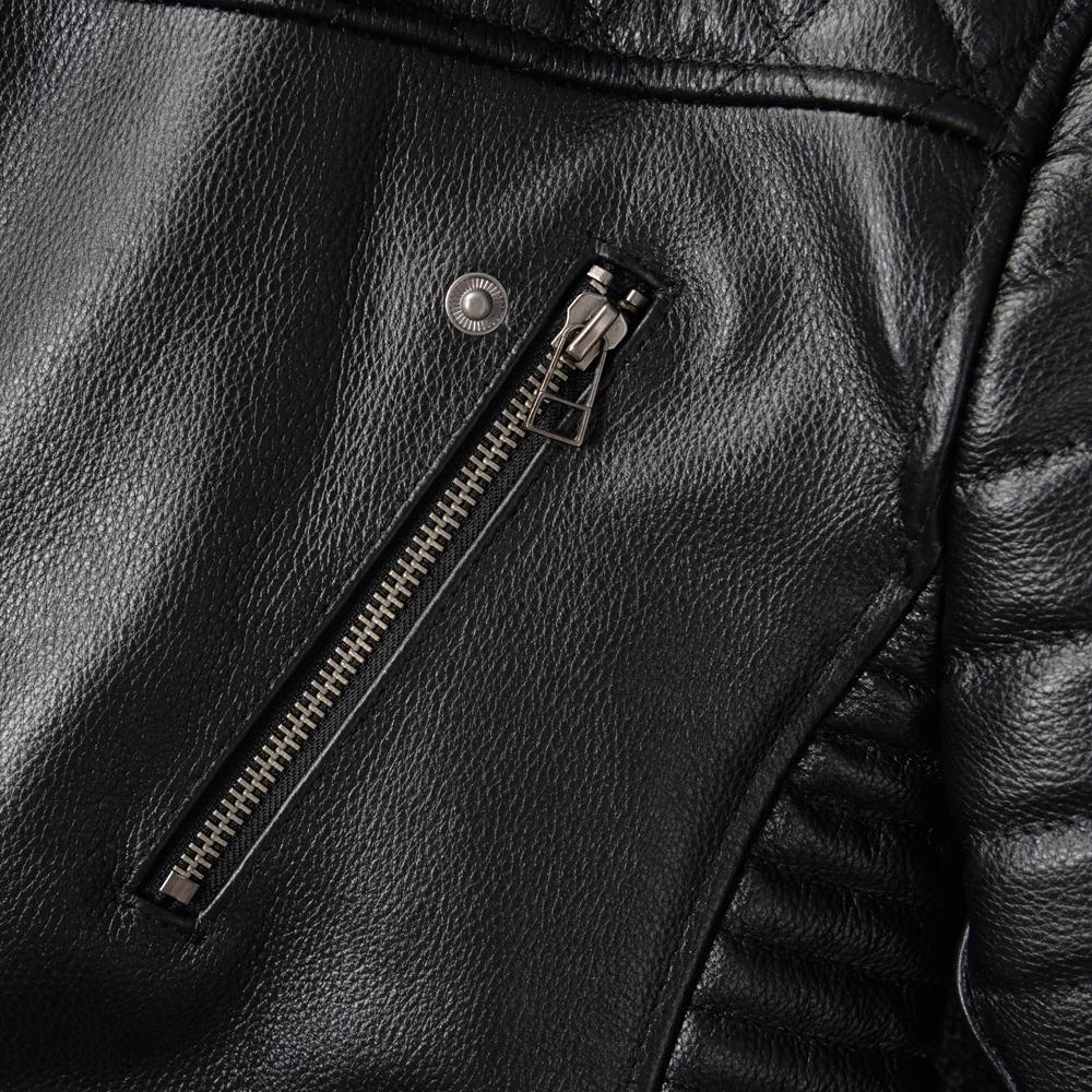 Giacca in Vera Pelle di Mucca Nera Uomo Giubbotti Motocicletta Bomber Abbigliamento da Equitazione Biker Cappotto in Pelle da Uomo Autunno