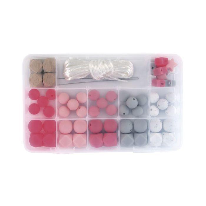 Perles en silicone - RAYHER - 14860258 - 61 pièces - Cordon d'enfilage - Mixte