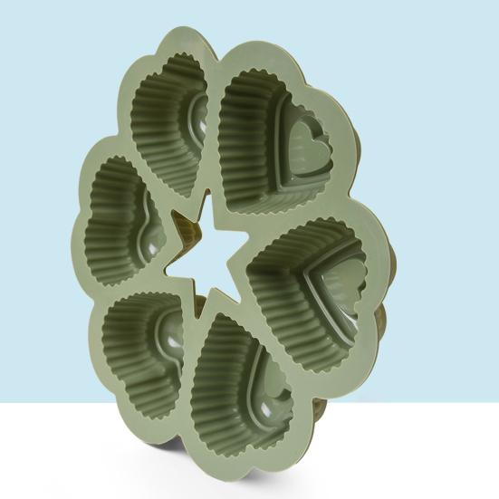 Heart Shape Silicone Cake Mold 6-Cup Non-Stick Baking Pan Soft Heat-resistant Chocolate Mold Reusable Easy Release Cake Mold for Home Kitchen DIY
