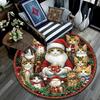 Cats and Santa Claus Round Area Rug,Carpet Rug for Living Room Bedroom Sofa Playroom Decor,Non-slip Floor Mat