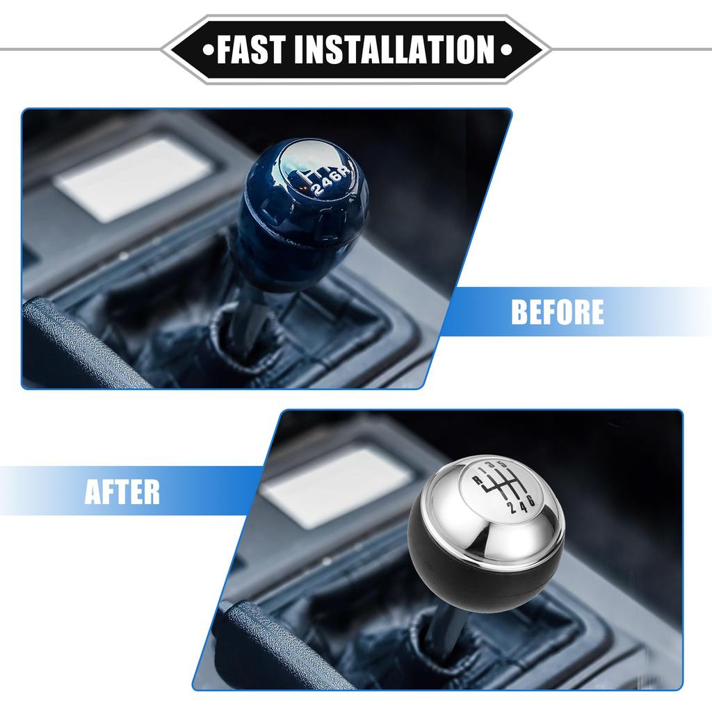 VekAuto Mini R50 R53 2000-2006 6-Speed Manual Gear Shift Knob for Mini Cabrio R52 2002-2008 Durable Plastic Black Silver Tone