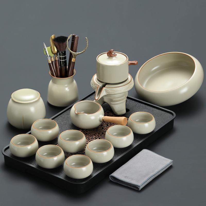 Ru Kiln Tea Set 2025 New Lazy Man Automatic Tea Artifact High-grade Light Luxury Drinking Brewing Tea Special Teapot