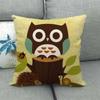 Cartoon Owl Series Digital Printing Short Plush Pillow Covers Decorative for Car Sofa Office Cushion Cover Home Goods