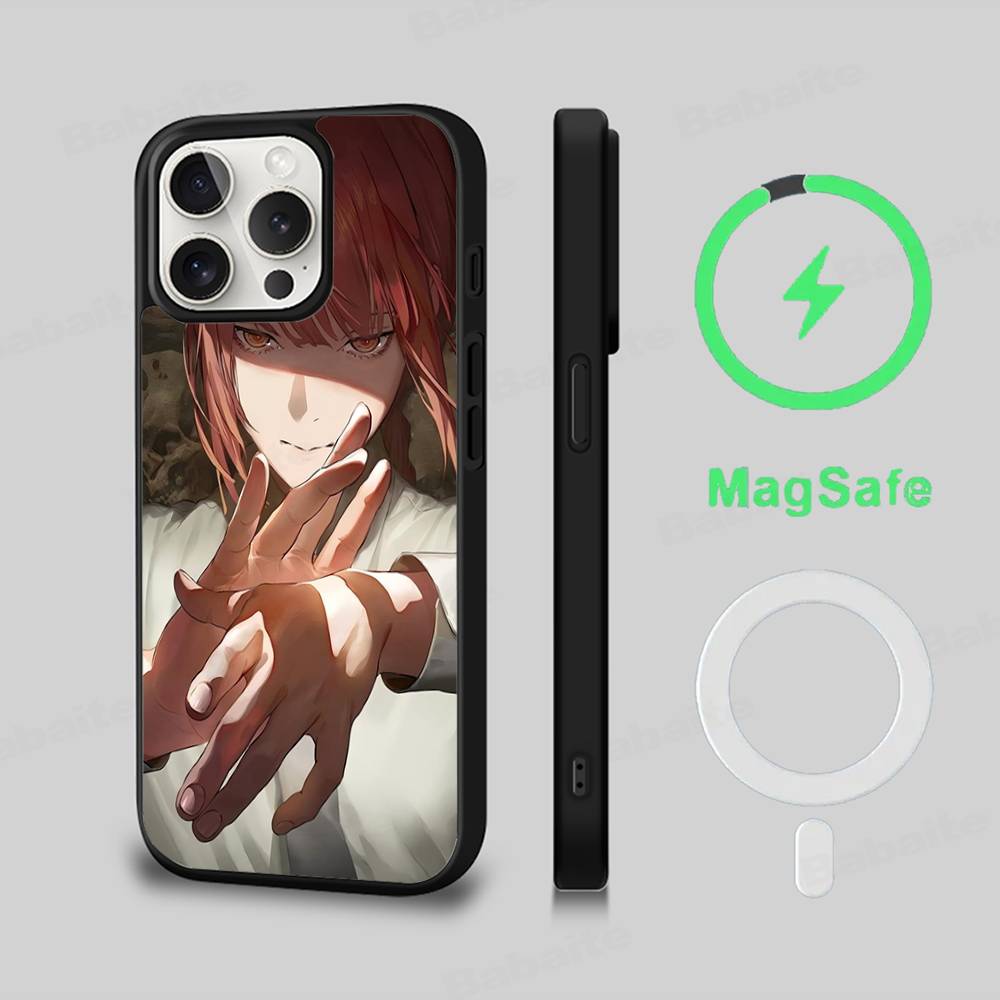 M-makima Anime Phone Case Magnetic Case For IPhone 16 14 13 12 11 15 Pro Max Plus For Magsafe Wireless Charge Cover