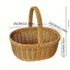 Japanese-Style Handwoven Shopping Basket, Imitation Rattan, Large Picnic Basket, Handmade Fruit Basket, Egg Basket