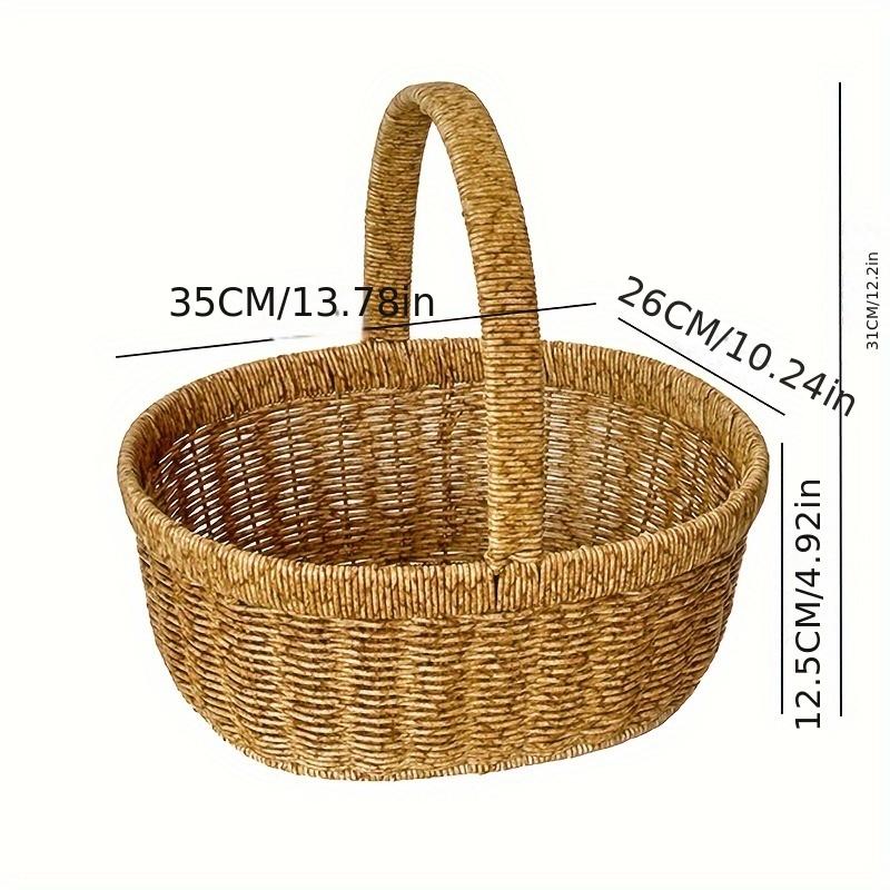 Japanese-Style Handwoven Shopping Basket, Imitation Rattan, Large Picnic Basket, Handmade Fruit Basket, Egg Basket