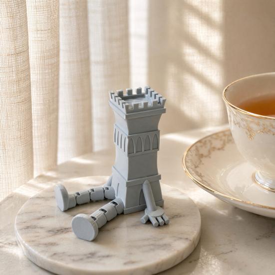 3D Printed Articulated Castle Action Figure, Flexible Fantasy Tower Toy, Creative Desk Decor & Fidget Toy, Unique Gift for Model Lovers Kids