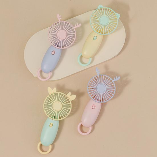 Animal Horn Mini Handheld Fan with Hanging Loop Speed Adjustable Cat Ears Cooling Fan Quiet Summer Travel Outdoor Portable Personal Fan