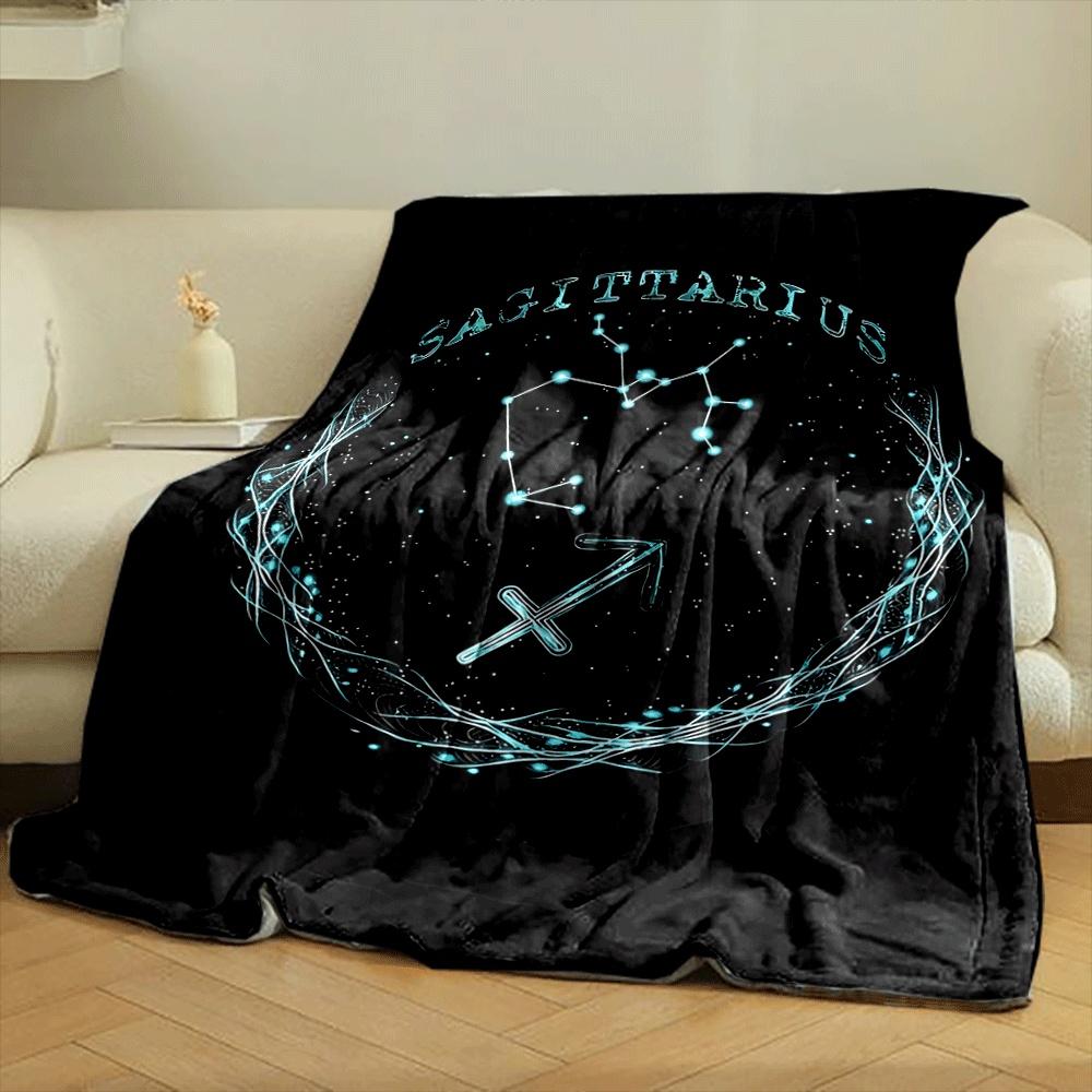 Sagittarius zodiac sign with a constellation and glowing arrows design. for all seasons blanket lunch break throw gift