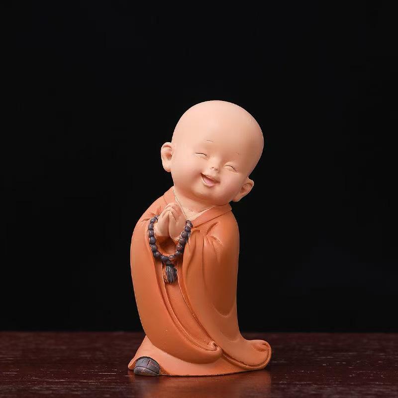 Resin Cute little monk sculptures and figurines Home, Room Car, Office,  Table decoration and accessories Wealth Luck Decor