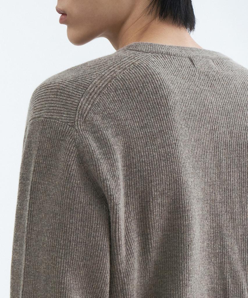 MUSINSA STANDARD [Victoria Wool] Minimal Ribbed Henley Neck Knit [Taupe]