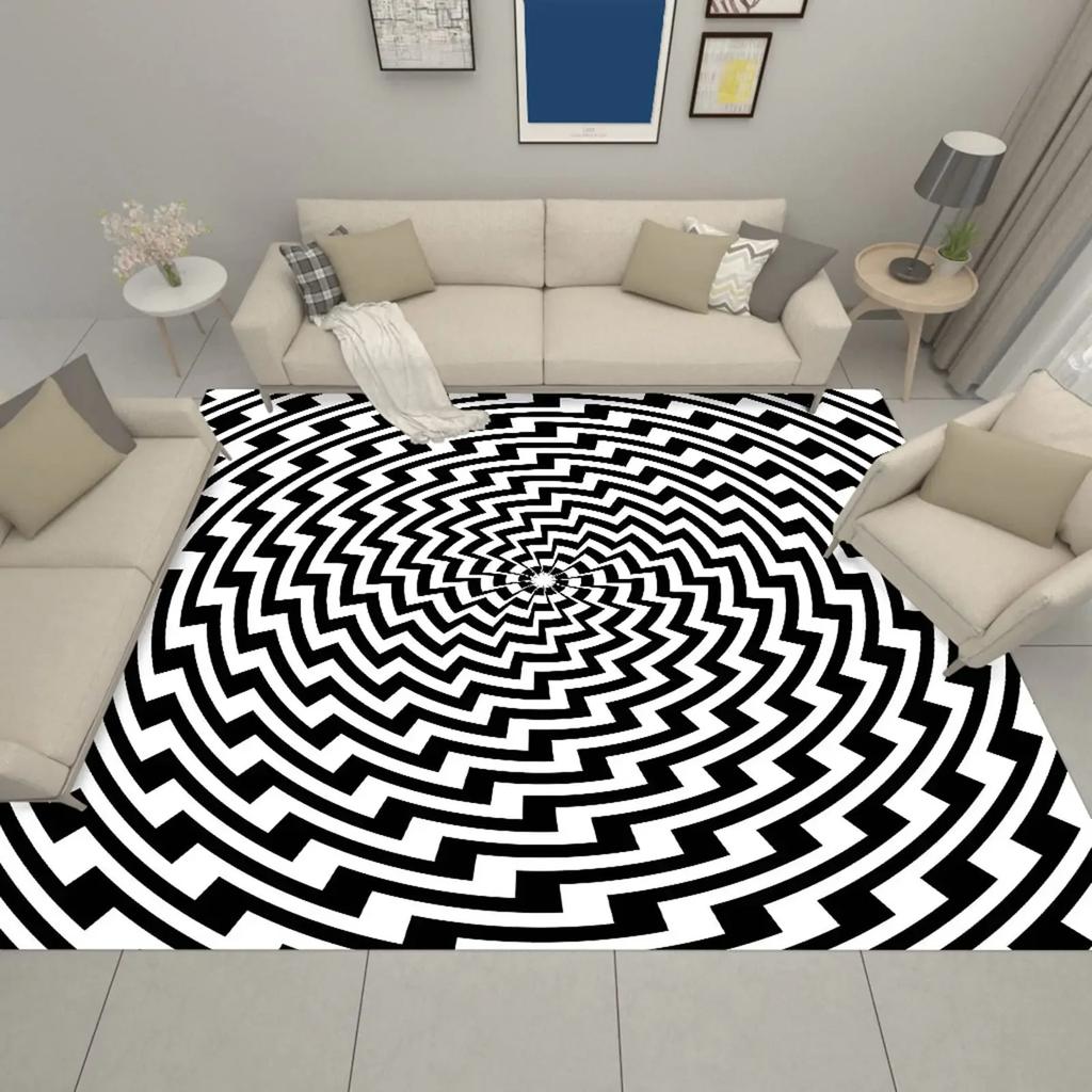 3D Vortex Illusion Carpet for Bathroom Living Room Sofa Table Decor Rugs Hallway Balcony Floor Mat Anti-slip Entrance Door Mat
