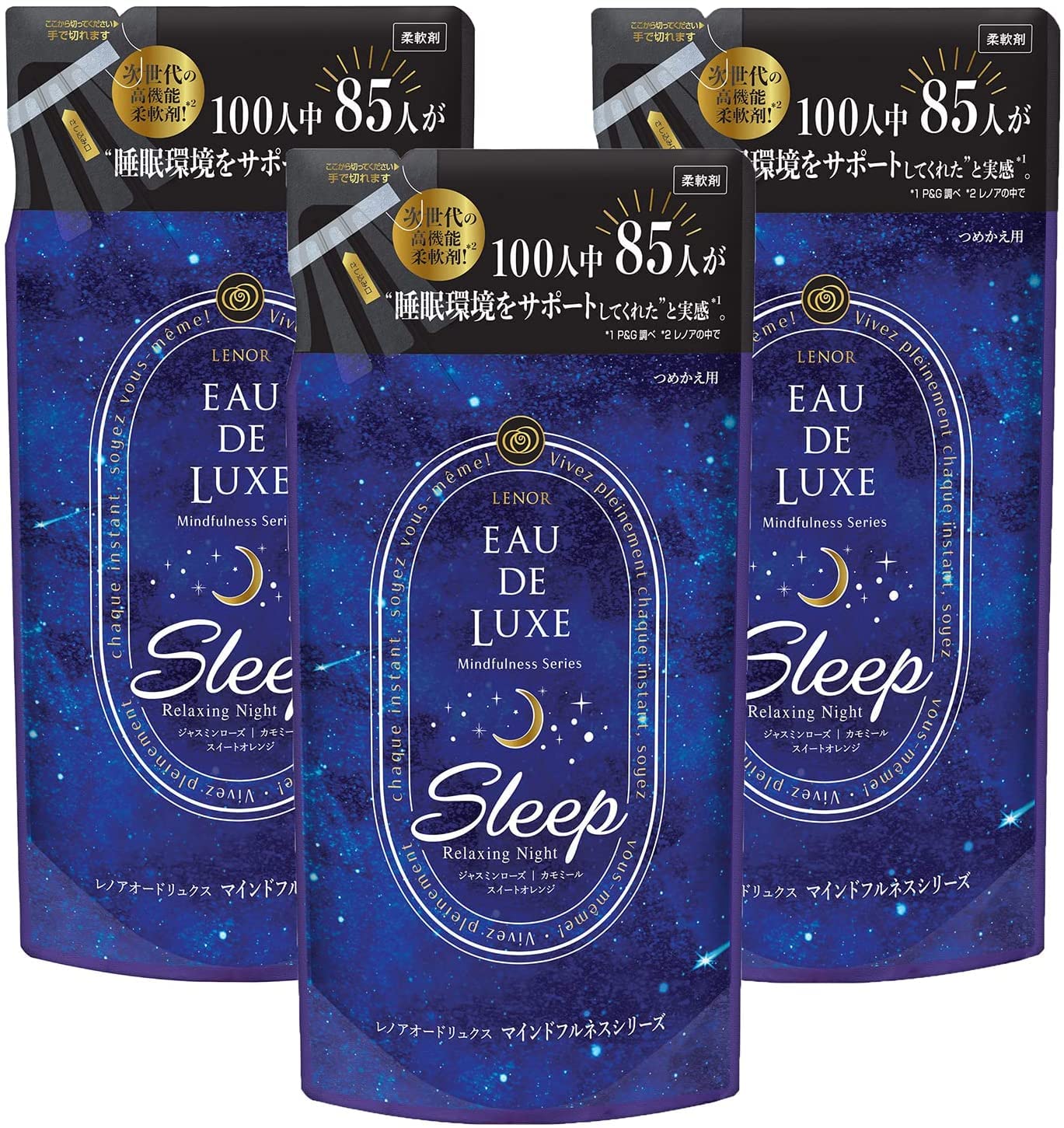 

Lenor Eau de Luxe Premium Тканевая Осознанность Сон 410мл x 3 Пакета [Оптовая Покупка] Кондиционер, Серия, Заправка, синий