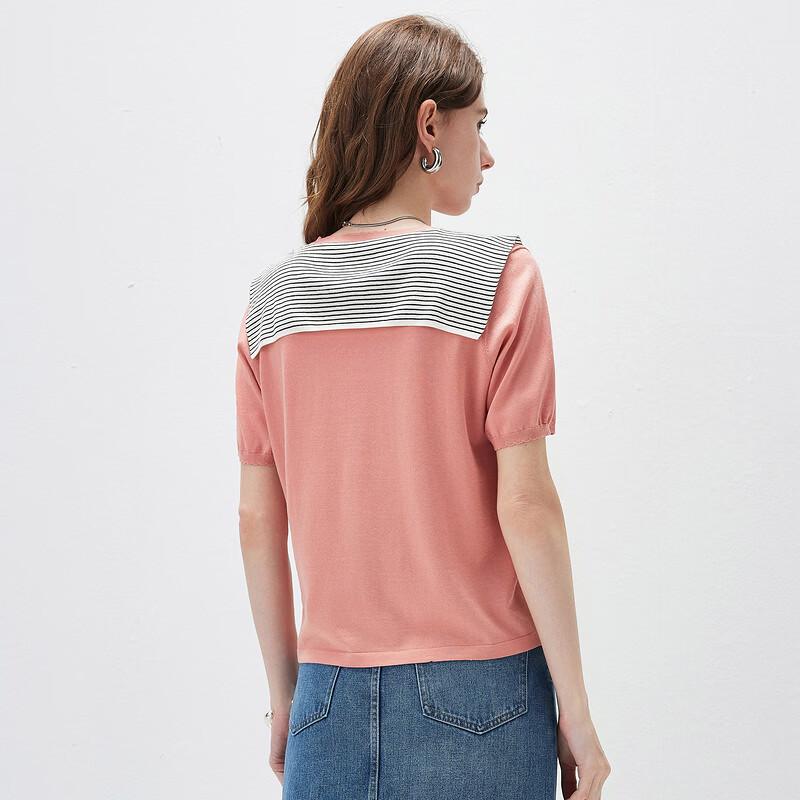 Women's Lyocell Tencel Striped Short Sleeve Knit Top