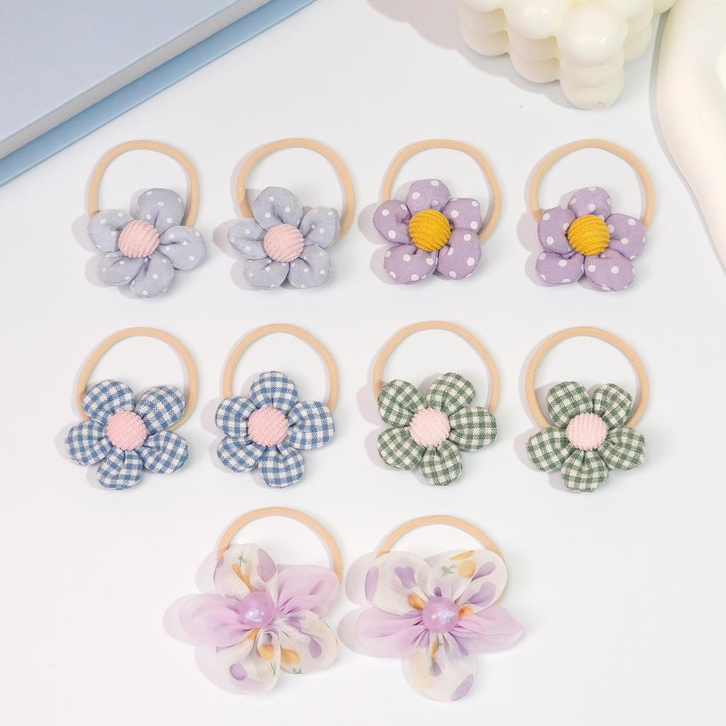 10 ks/sada Dívčí roztomilé gumičky do vlasů Dětské gumičky do vlasů s květinami Elastické gumičky Držáky na culíky Copánky Gumičky do vlasů Vlasové doplňky
