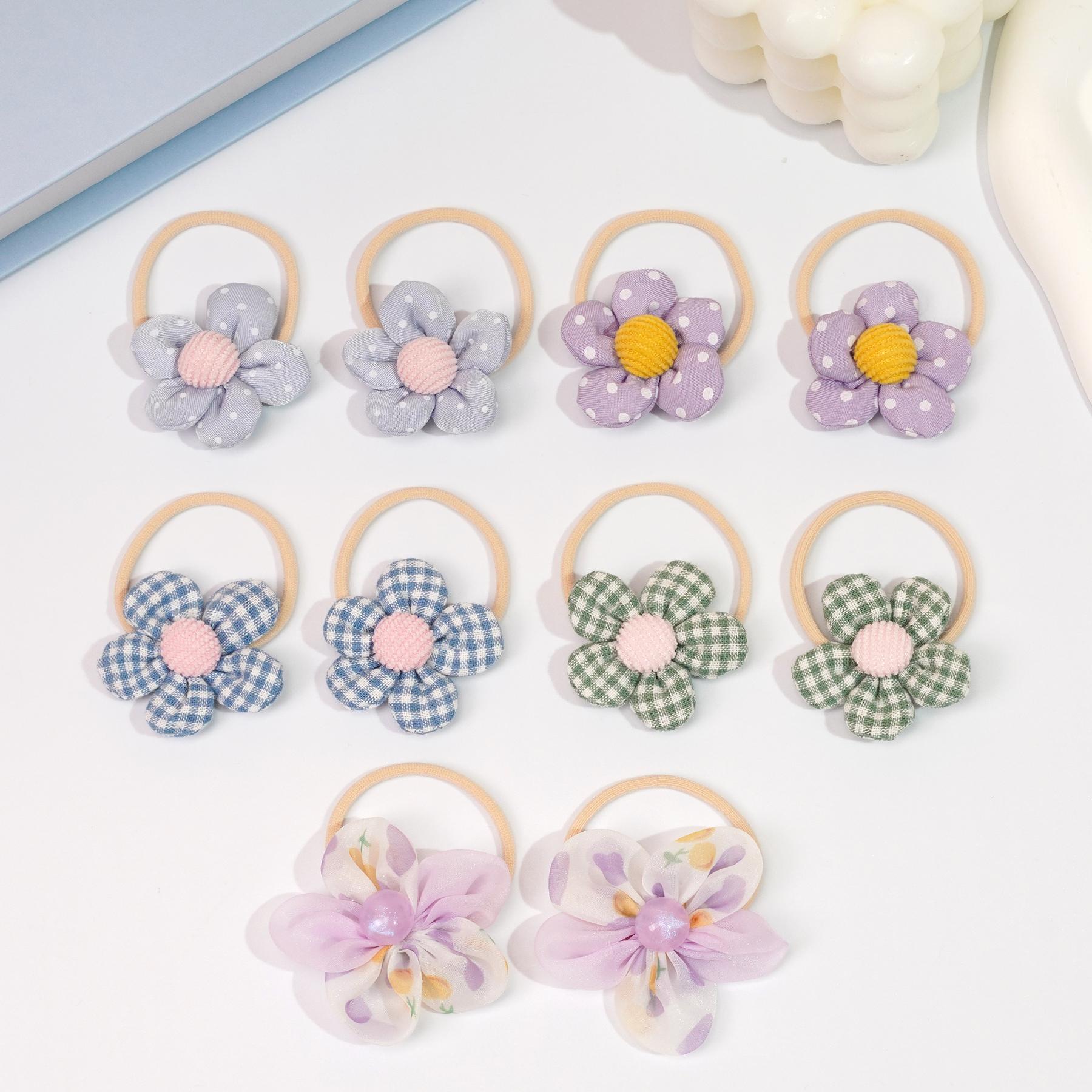 

10 шт./набор Милые резинки для волос для девочек, Детские резинки для волос с цветами, Эластичные резинки, Держатели для хвостиков, Резинки для косичек, Аксессуары для волос