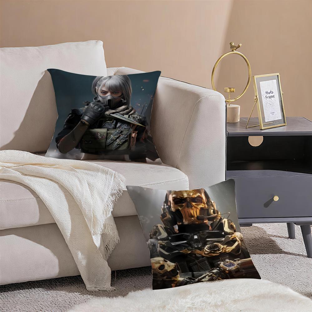 Cool Tactical Chinese Game D-Delta Force Cushion Cover Throw Pillow Cover Hidden Button Durable Polyester Chair Cushion