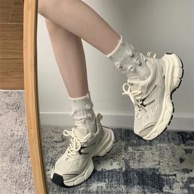 Daddy Shoes Women's Autumn Trendy Shoes Silver Versatile Thick-soled Dirt-resistant Sports Shoes