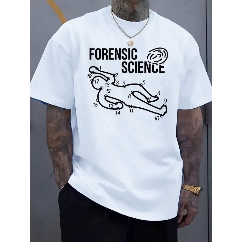 

Trendy And Unique Forensic Science Themed Printed Short Sleeve T Shirt Suitable for Campus Laboratory Daily Wear S белый