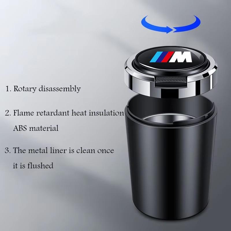 BBYX8 New 2025 Car Ashtray Cigarette Butt Holder Container Accessories for BMW M X5 X1 X3 X2 X6 X7 X4 Portable One-Button Opening Car