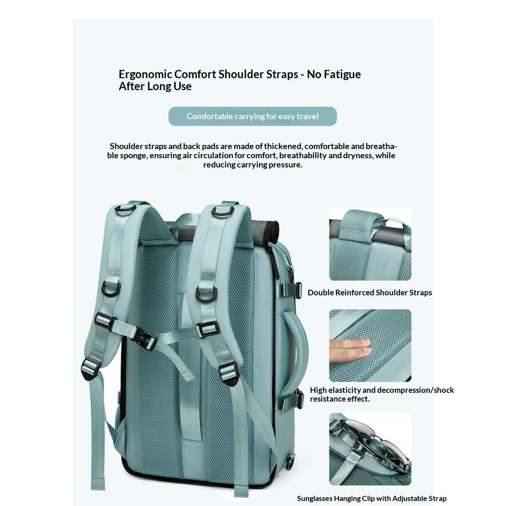 Unisex Ultra Light Large Capacity Travel Backpack, Multifunctional Luggage Bag With Hand & Crossbody Strap For Women Travel And Men Business Trips
