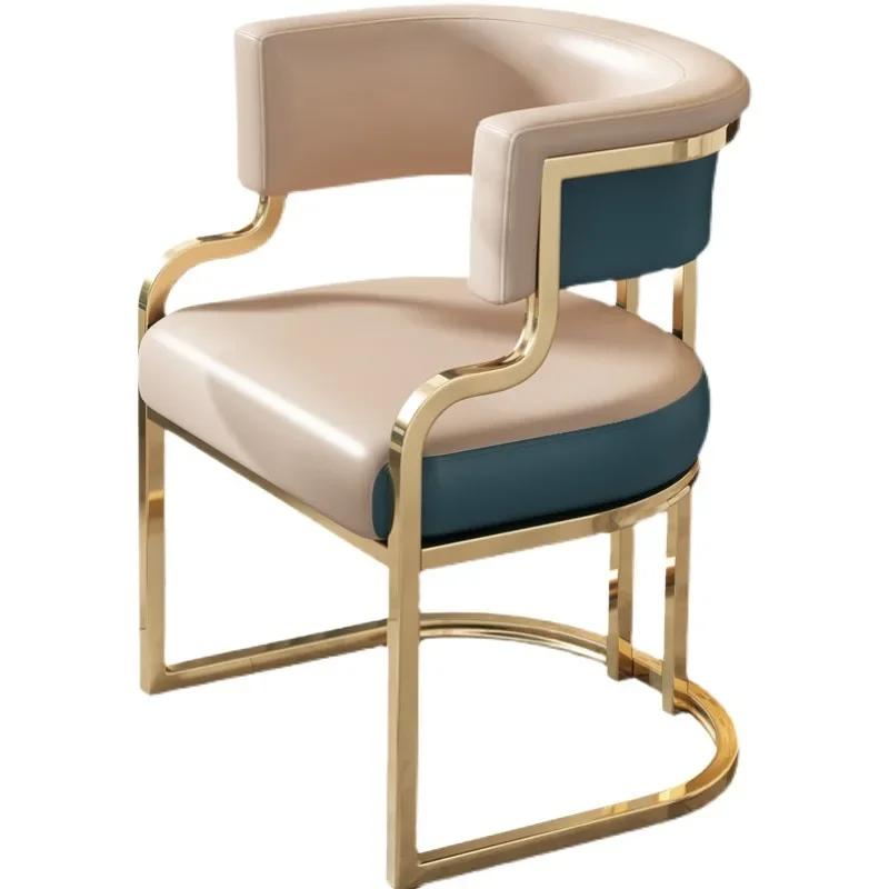 Light Luxury Dining & Tea Chair Set - High-End Hotel Sofa Chair, Includes Manicure & Makeup Stool