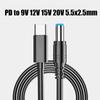 Router LED Strip USB C Adaptor Type C Adapter PD to 9V 12V 15V 20V 5.5x2.5mm Power Supply Cable