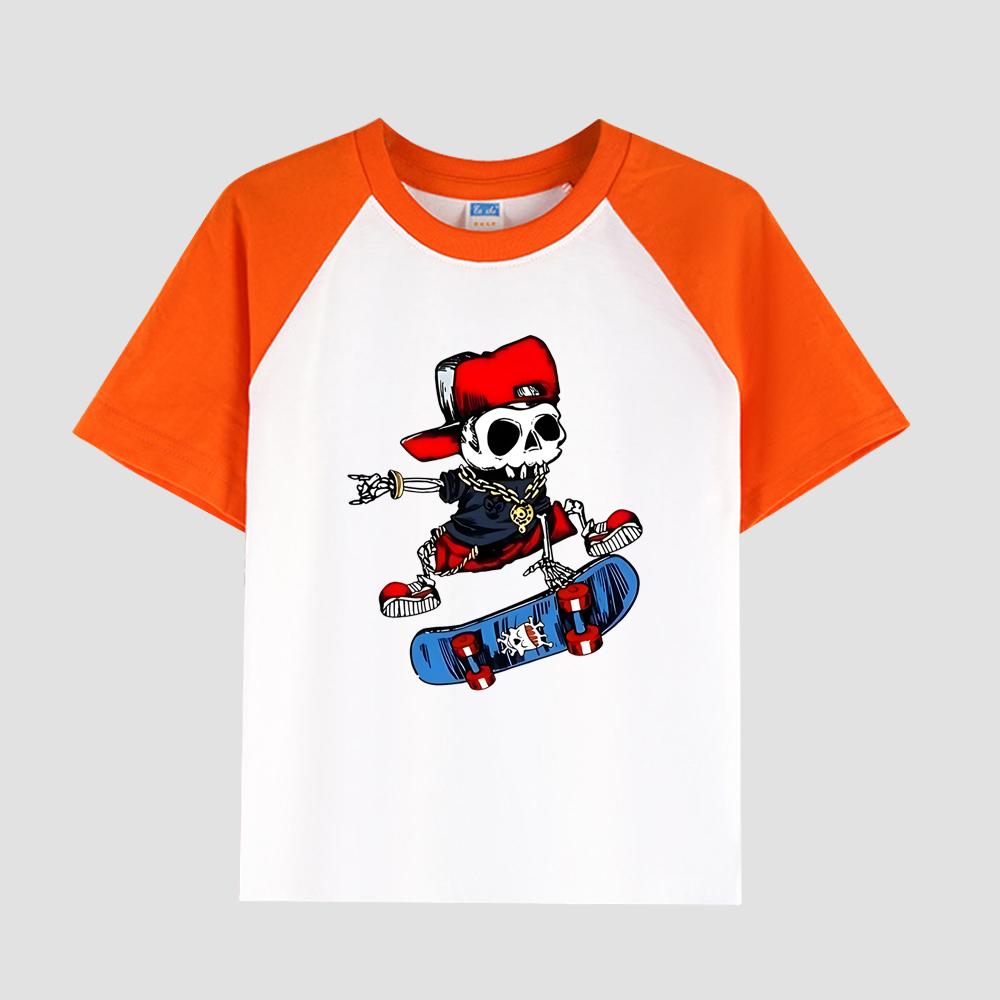 Boys' Casual Short Sleeve T-Shirt Featuring Sleeve Insert, Cotton Fabric, Kids' Fashionable Summer Top