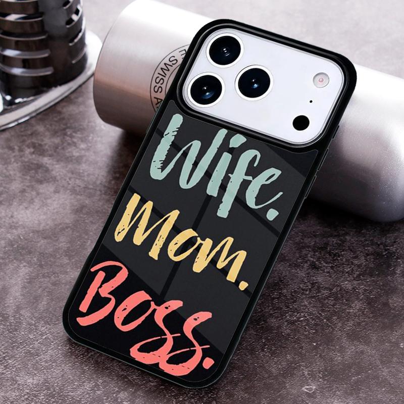 Wife Mom Boss Quotes Phone Case For iPhone 17,16e,15,14,13,12,11,Mini,Pro,MAX soft Silicone Cover